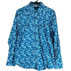 Cody James Mens Shirt Blue Paisley Regular Fit Pearl Snap Western Long Sleeve S